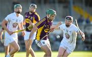 27 May 2015; Conor Devitt, Wexford, in action against Niall Kenny, left, and Richie Whelan, Kildare. Bord Gais Energy Leinster GAA Hurling U21 Championship, Kildare v Wexford, St Conleth's Park, Newbridge, Co. Kildare. Picture credit: Matt Browne / SPORTSFILE