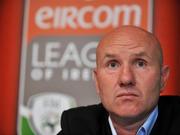 15 July 2008; Drogheda United manager Paul Doolin during a press conference ahead of their UEFA Champions League, 1st Qualifying Round, 1st leg, game against FC Levadia Tallinn on Wednesday night. Dalymount Park, Dublin. Picture credit: Brian Lawless / SPORTSFILE