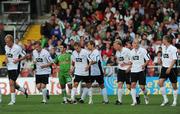 17 July 2008; FC Haka player make their way back to their positions after celebrating Janne Mahlakaarto's, fourth from left, goal as Danny Murphy, Cork City, watches on. UEFA Cup First Qualifying Round, 1st Leg, Cork City v FC Haka, Turners Cross, Cork. Picture credit: Stephen McCarthy / SPORTSFILE