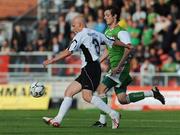 17 July 2008; Jani Kauppila, FC Haka, in action against David Mooney, Cork City. UEFA Cup First Qualifying Round, 1st Leg, Cork City v FC Haka, Turners Cross, Cork. Picture credit: Stephen McCarthy / SPORTSFILE