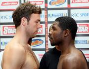 18 July 2008; Boxers Andy Lee, left, and Willie Gibbs at the weigh-in ahead of the Ladbrokes.com Fight Night this Saturday July 19th at the University Sports Arena in Limerick. Ladbrokes.com, Lee v Gibbs, Pre-fight weigh-in and Press Conference, George Hotel, Limerick. Picture credit: Kieran Clancy / SPORTSFILE