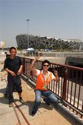 24 May 2008; A general view of workmen near the National stadium, also known as the Bird's Nest, ahead of the 2008 Summer Olympic Games. Beijing, P.R. China. Picture credit: Ray McManus / SPORTSFILE *** Local Caption ***