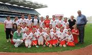 14 July 2008; The Louth squad with mentors, Uachtaran Chumann Camogaiochta na nGael Liz Howard and PJ Fitzpatrick, Lakelands District Manager, Coillte, during the Coillte Camogie - U14 Development Squads Blitz Day. Over 240 players from Antrim, Carlow, Cavan, Down, Louth, Roscommon, Waterford and Wexford had the once in a lifetime opportunity to play on the hallowed turf of Croke Park. Coillte Camogie - U14 Development Squads Blitz Day, Croke Park, Dublin. Picture credit: Stephen McCarthy / SPORTSFILE