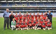 14 July 2008; The Down squad with mentors, Uachtaran Chumann Camogaiochta na nGael Liz Howard and PJ Fitzpatrick, Lakelands District Manager, Coillte, during the Coillte Camogie - U14 Development Squads Blitz Day. Over 240 players from Antrim, Carlow, Cavan, Down, Louth, Roscommon, Waterford and Wexford had the once in a lifetime opportunity to play on the hallowed turf of Croke Park. Coillte Camogie - U14 Development Squads Blitz Day, Croke Park, Dublin. Picture credit: Stephen McCarthy / SPORTSFILE