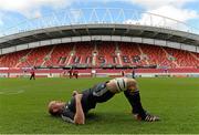 26 May 2015; Munster's Paul O'Connell stretches before squad training. Thomond Park, Limerick. Picture credit: Diarmuid Greene / SPORTSFILE