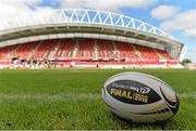 26 May 2015; A general view of an official match ball during squad training. Thomond Park, Limerick. Picture credit: Diarmuid Greene / SPORTSFILE