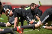 26 May 2015; Munster's Johne Murphy, right, and Sean Dougall stretch during squad training. Thomond Park, Limerick. Picture credit: Diarmuid Greene / SPORTSFILE