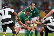 28 May 2015; Tadhg Furlong, Ireland, supported by team-mate Devin Toner, is tackled by Deon Fourie, Barbarians. International Rugby Friendly, Ireland v Barbarians. Thomond Park, Limerick. Picture credit: Diarmuid Greene / SPORTSFILE