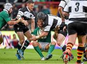 28 May 2015; Chris Henry, Ireland, is tackled by Jimmy Gopperth, left, and Shane Jennings, Barbarians. International Rugby Friendly, Ireland v Barbarians. Thomond Park, Limerick. Picture credit: Diarmuid Greene / SPORTSFILE