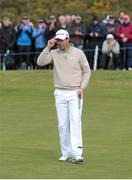 28 May 2015; Padraig Harrington, Ireland, acknowledges the crowd after finishing the 16th. Dubai Duty Free Irish Open Golf Championship 2015, Day 1. Royal County Down Golf Club, Co. Down. Picture credit: John Dickson / SPORTSFILE