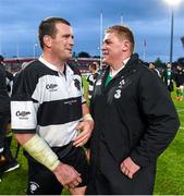 28 May 2015; Barbarians captain Shane Jennings with Ireland's Tadhg Furlong after the game. International Rugby Friendly, Ireland v Barbarians. Thomond Park, Limerick. Picture credit: Diarmuid Greene / SPORTSFILE