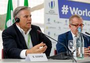 29 May 2015; Brett Gosper, left, Chief Executive Officer, World Rugby, during a press conference ahead of the World Rugby U20 Championship. Milano, Italy. Picture credit: Roberto Bregani / SPORTSFILE