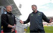 29 May 2015; Munster head coach Anthony Foley, right, and Glasgow Warriors head coach Gregor Townsend ahead of their Guinness PRO12 Final. Kingspan Stadium, Ravenhill Park, Belfast. Photo by Sportsfile
