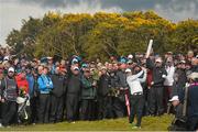 29 May 2015; Rory McIlroy, Northern Ireland, hits his 2nd shot on the 15th hole. Dubai Duty Free Irish Open Golf Championship 2015, Day 2. Royal County Down Golf Club, Co. Down. Picture credit: Ramsey Cardy / SPORTSFILE