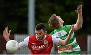 29 May 2015; Killian Brennan, St Patrick's Athletic, in action against Conor Kenna, Shamrock Rovers. Irish Daily Mail FAI Senior Cup, Second Round, St Patrick's Athletic v Shamrock Rovers. Richmond Park, Dublin. Picture credit: David Maher / SPORTSFILE