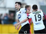 29 May 2015; Richie Towell, left, Dundalk, celebrates after scoring his side's fourth goal with team-mate Jake Kelly. Irish Daily Mail FAI Senior Cup, Second Round, Dundalk v Shelbourne. Oriel Park, Dundalk, Co. Louth. Photo by Sportsfile