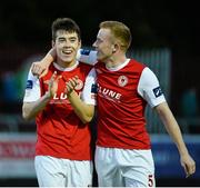 29 May 2015; St Patrick's Athletic's Sean Hoare and Lee Desmond celebrate at the end of the game. Irish Daily Mail FAI Senior Cup, Second Round, St Patrick's Athletic v Shamrock Rovers. Richmond Park, Dublin. Picture credit: David Maher / SPORTSFILE