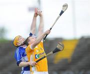 19 July 2008; Paddy Richmond, Antrim, in action against Darren Maher, Laois. GAA Hurling All-Ireland Senior Championship Relegation Play-off, Antrim v Laois, Pairc Tailteann, Navan, Co. Meath. Picture credit: Brian Lawless / SPORTSFILE