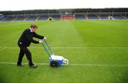 19 July 2008; Groundsman Philip Butler lines the pitch before the game. GAA Hurling All-Ireland Senior Championship Qualifier - Round 4, Offaly v Waterford, Thurles, Co. Tipperary. Picture credit: Ray McManus / SPORTSFILE