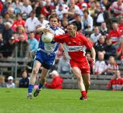19 July 2008; Paddy Bradley, Derry, in action against Dessie Mone, Monaghan. GAA Football All-Ireland Senior Championship Qualifier - Round 1, Monaghan v Derry. Clones, Co. Monaghan. Picture credit: Oliver McVeigh / SPORTSFILE