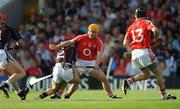 19 July 2008; Joe Deane, Cork, is tackled by Galway corner-back Damien Joyce. GAA Hurling All-Ireland Senior Championship Qualifier - Round 4, Cork v Galway, Thurles, Co. Tipperary. Picture credit: Ray McManus / SPORTSFILE
