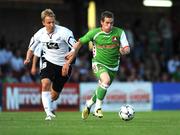 17 July 2008; Joe Gamble, Cork City, in action against Janne Mahlakaarto, FC Haka. UEFA Cup First Qualifying Round, 1st Leg, Cork City v FC Haka, Turners Cross, Cork. Picture credit: Stephen McCarthy / SPORTSFILE