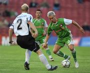 17 July 2008; Liam Kearney, Cork City, in action against Juuso Kangaskorpi, FC Haka. UEFA Cup First Qualifying Round, 1st Leg, Cork City v FC Haka, Turners Cross, Cork. Picture credit: Stephen McCarthy / SPORTSFILE