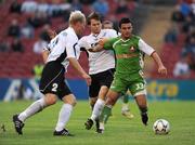 17 July 2008; Danny Murphy, Cork City, in action against Mikko Manninen and Jusso Kangaskorpi, 2, FC Haka. UEFA Cup First Qualifying Round, 1st Leg, Cork City v FC Haka, Turners Cross, Cork. Picture credit: Stephen McCarthy / SPORTSFILE