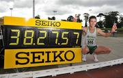 20 July 2008; Robert Heffernan, Togher A.C., celebrates after victory and a new Irish record in the Men's 10,000m walk event at the AAI National Track & Field Championships, Morton Stadium, Santry, Dublin. Picture credit: Pat Murphy / SPORTSFILE