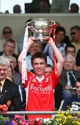 20 July 2008; Tyrone captain Ryan Pickering holds aloft the Ulster Minor cup. ESB Ulster Minor Football Championship Final, Tyrone v Monaghan, St Tighearnach's Park, Clones, Co. Monaghan. Picture credit: Oliver McVeigh / SPORTSFILE