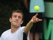 20 July 2008; Conor Niland, Ireland, serves to Segiy Stakhovsky, Ukraine. Davis Cup 2008 - Europe Africa Zone Group II, Ireland v Ukraine, Fitzwilliam Lawn Tennis Club, Dublin. Picture credit: Damien Eagers / SPORTSFILE