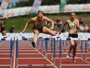 20 July 2008; Derval O'Rourke, Leevale A.C., clears the final hurdle on her way to winning the Women's 100m hurdles event at the AAI National Track & Field Championships, Morton Stadium, Santry. Picture credit: Pat Murphy / SPORTSFILE