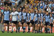 20 July 2008; Dublin captain Alan Brogan leads his team during the parade before the start of the game. GAA Football Leinster Senior Championship Final, Dublin v Wexford, Croke Park, Dublin. Picture credit: Ray Lohan / SPORTSFILE *** Local Caption ***