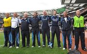 20 July 2008; Dublin Management team stand for the National Anthem. GAA Football Leinster Senior Championship Final, Dublin v Wexford, Croke Park, Dublin. Picture credit: Ray Lohan / SPORTSFILE *** Local Caption ***