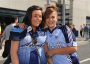 20 July 2008; Dublin supporters Kirsty Clinton, left, and Deborah Brown, both from Tallaght, on their way to the game. GAA Football Leinster Senior Championship Final, Dublin v Wexford, Croke Park, Dublin. Picture credit: Ray McManus / SPORTSFILE