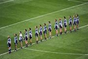 20 July 2008; The Dublin team stand for the National Anthem before the game. GAA Football Leinster Senior Championship Final, Dublin v Wexford, Croke Park, Dublin. Picture credit: Ray McManus / SPORTSFILE