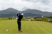 30 May 2015; Padraig Harrington, Ireland, plays his tee shot on the 7th hole. Dubai Duty Free Irish Open Golf Championship 2015, Day 3. Royal County Down Golf Club, Co. Down. Picture credit: Oliver McVeigh / SPORTSFILE