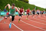 30 May 2015; Joey Henchy, Bandon Grammar School, Co. Cork, left, in action during the Boys 200 metre senior competition. GloHealth Irish Schools' Track and Field Championships. Tullamore, Co. Offaly. Picture credit: Seb Daly / SPORTSFILE