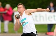 30 May 2015; Jake Stevenson, St Nathys College, Ballaghadereen, Co. Roscommon, in action during the Boys Shot Putt 5kg intermediate competition. GloHealth Irish Schools' Track and Field Championships. Tullamore, Co. Offaly. Picture credit: Seb Daly / SPORTSFILE