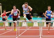 30 May 2015; Ciaran Barnes, Belfast High School, Newtonabbey, Co. Antrim, in action during the Boys 400 metre Hurdles intermediate competition. GloHealth Irish Schools' Track and Field Championships. Tullamore, Co. Offaly. Picture credit: Seb Daly / SPORTSFILE