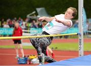 30 May 2015; Hannah Crompton, Coleraine High School, Co. Derry, in action during the Girls High Jump junior competition. GloHealth Irish Schools' Track and Field Championships. Tullamore, Co. Offaly. Picture credit: Seb Daly / SPORTSFILE
