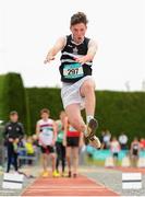 30 May 2015; Cian Maher, Belverdere College, Dublin, in action during the Boys Triple Jump junior competition.. GloHealth Irish Schools' Track and Field Championships. Tullamore, Co. Offaly. Picture credit: Seb Daly / SPORTSFILE
