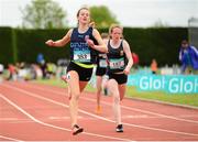30 May 2015; Ciara Neville, Castletroy College, Co. Limerick, wins the Girls 100 metre intermediate competition. GloHealth Irish Schools' Track and Field Championships. Tullamore, Co. Offaly. Picture credit: Seb Daly / SPORTSFILE