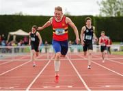 30 May 2015; Joe Halwax, CBC Monkstown, Co. Dublin, in action during the Boys 400 metre hurdles senior competition. GloHealth Irish Schools' Track and Field Championships. Tullamore, Co. Offaly. Picture credit: Seb Daly / SPORTSFILE