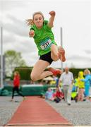 30 May 2015; Sophie Meredith, SMI Newcastle West, Co. Limerick, in action during the Girls Long Jump junior competition. GloHealth Irish Schools' Track and Field Championships. Tullamore, Co. Offaly. Picture credit: Seb Daly / SPORTSFILE