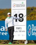 29 May 2015; Rory McIlroy, Northern Ireland, tees off at the 18th hole and pulls his shot left. Dubai Duty Free Irish Open Golf Championship 2015, Day 2. Royal County Down Golf Club, Co. Down. Picture credit: John Dickson / SPORTSFILE