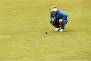 30 May 2015; Soren Kjeldsen, Denmark, lines up a putt on the 15th green. Dubai Duty Free Irish Open Golf Championship 2015, Day 3. Royal County Down Golf Club, Co. Down. Picture credit: Brendan Moran / SPORTSFILE