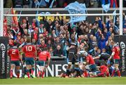 30 May 2015; Leone Nakarawa, Glasgow Warriors, celebrates his side's first try. Guinness PRO12 Final, Munster v Glasgow Warriors. Kingspan Stadium, Ravenhill Park, Belfast. Photo by Sportsfile