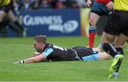 30 May 2015; Finn Russell, Glasgow Warriors, touches down to score his side's fourth try of the game. Guinness PRO12 Final, Munster v Glasgow Warriors. Kingspan Stadium, Ravenhill Park, Belfast. Picture credit: John Dickson / SPORTSFILE