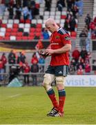 30 May 2015; Munster's Paul O'Connell looks dejectedly at his runner's up medal. Guinness PRO12 Final, Munster v Glasgow Warriors. Kingspan Stadium, Ravenhill Park, Belfast.  Photo by Sportsfile